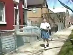Teen schoolgirl just got back home from school and was still in her uniform when she was ambushed by a guy who strips her clothes off and rapes her on the bed. The poor raped teen cries and moans